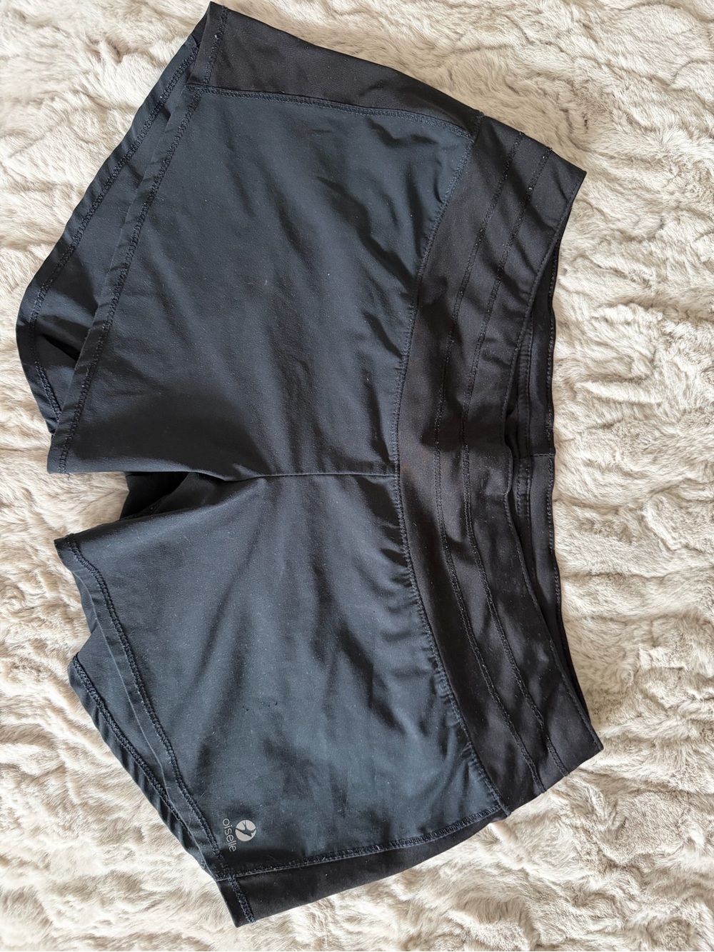 oiselle Black Running Shorts with Subtle Logo Print